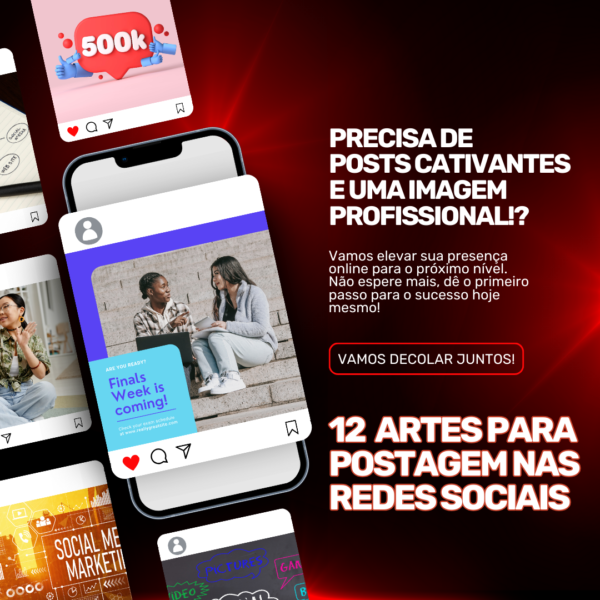 12 Imagens para um post para redes sociais com layout criativo, cores harmônicas e elementos gráficos alinhados à identidade visual da marca, projetado para atrair e engajar o público.